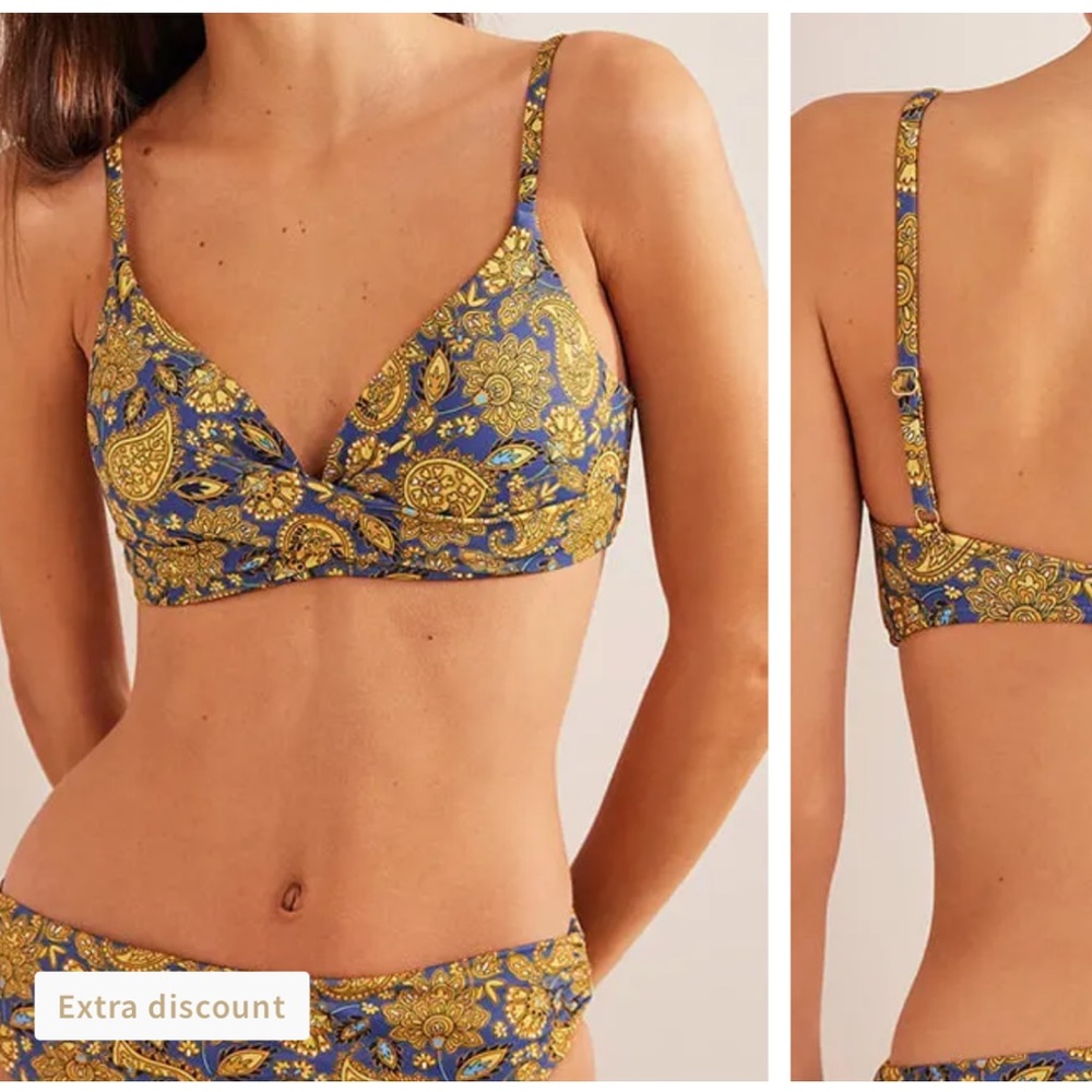 Boden Vibrant Blue and Gold Paisley Bikini